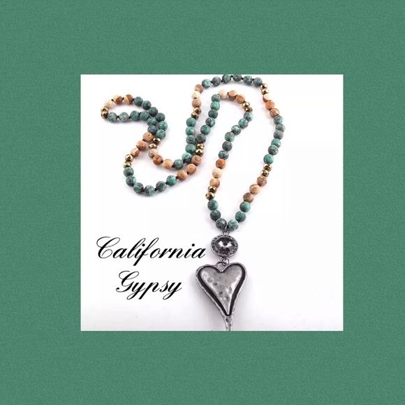 Jewelry - Jasper Quartz Heart Pendant Necklace